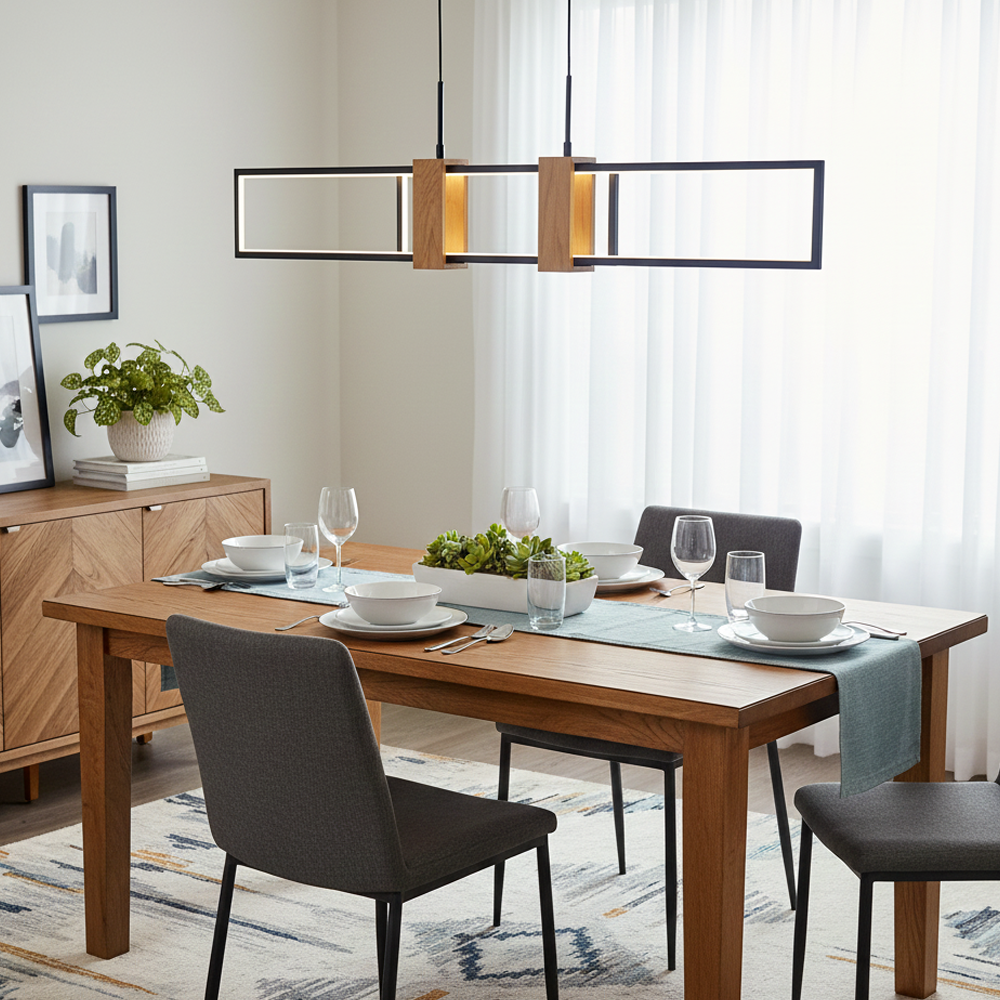 Ahşap LED Avize 110x120 cm — görsel 4