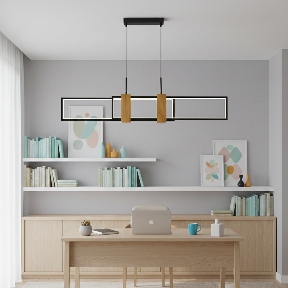 Ahşap LED Avize 110x120 cm — görsel 7