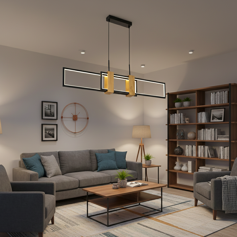 Ahşap LED Avize 110x120 cm — görsel 8