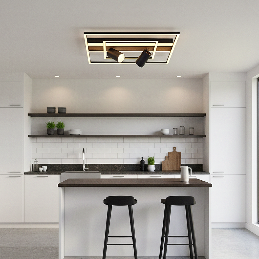 Ahşap LED Plafonyer 50x20 cm — görsel 4