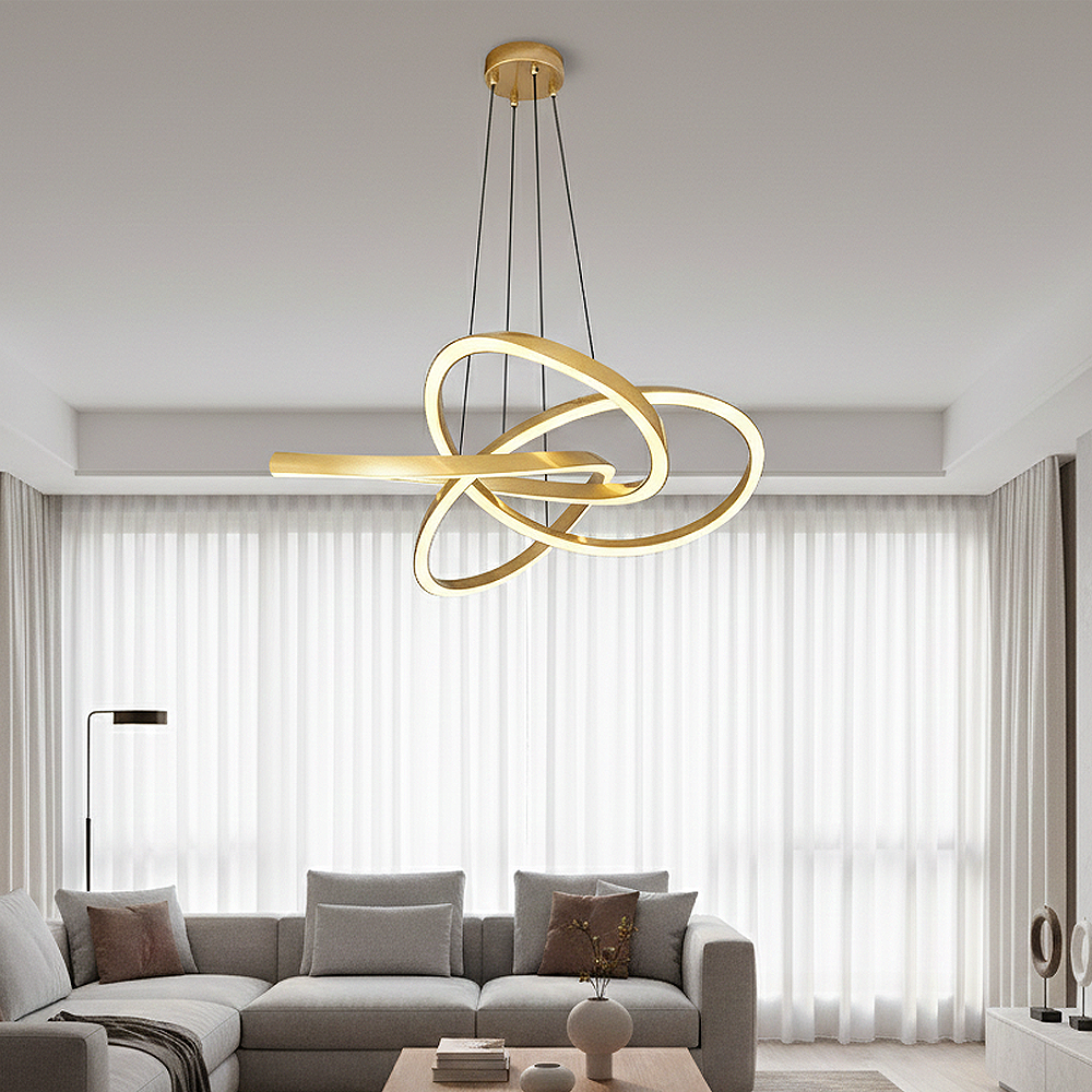 Sarı-Siyah Akrilik LED Avize 68x150 cm — görsel 6