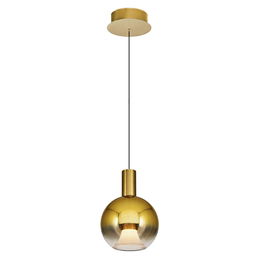 Krom-Sarı Cam LED Avize 15x120 cm — görsel 3