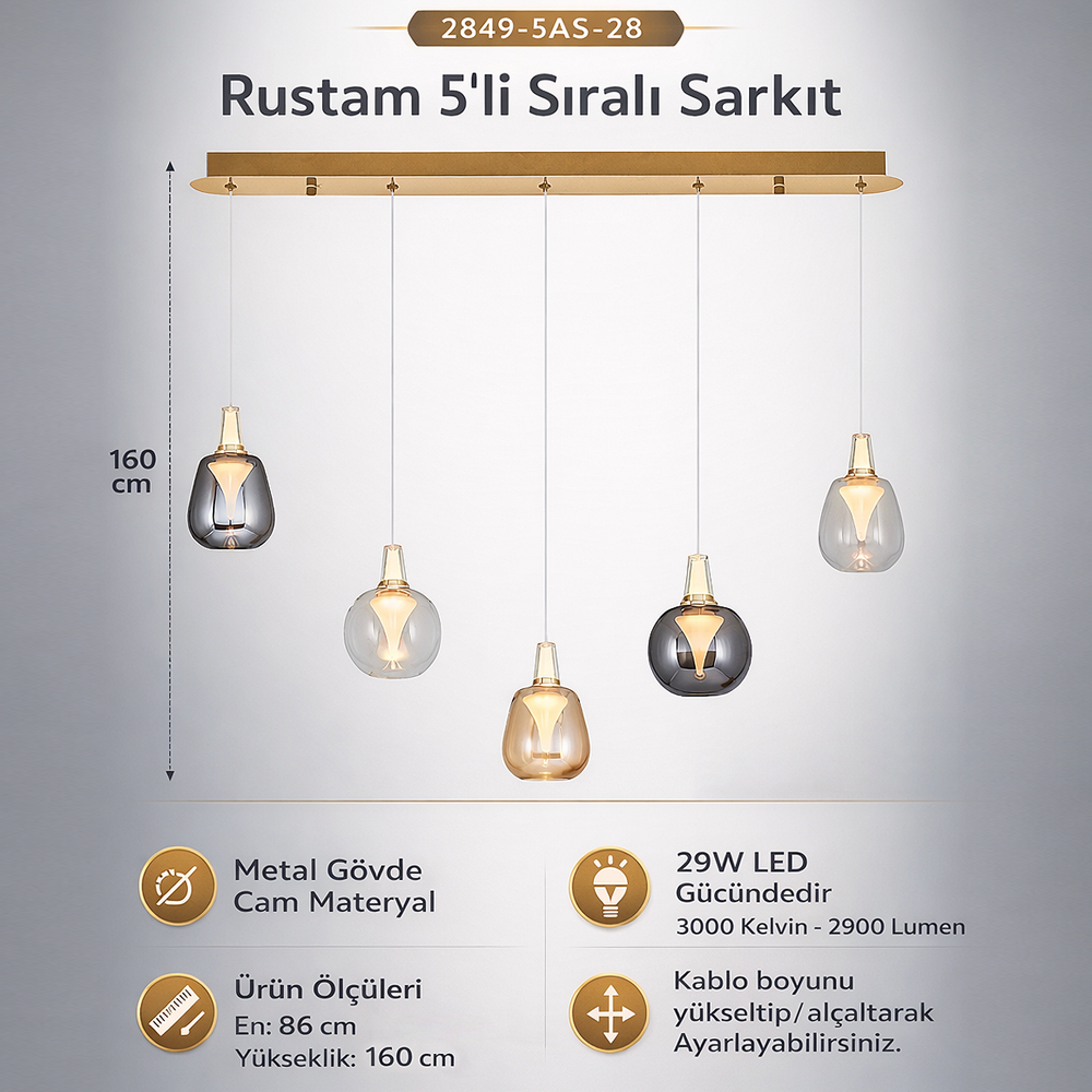 Cam LED Avize 86x160 cm — görsel 5
