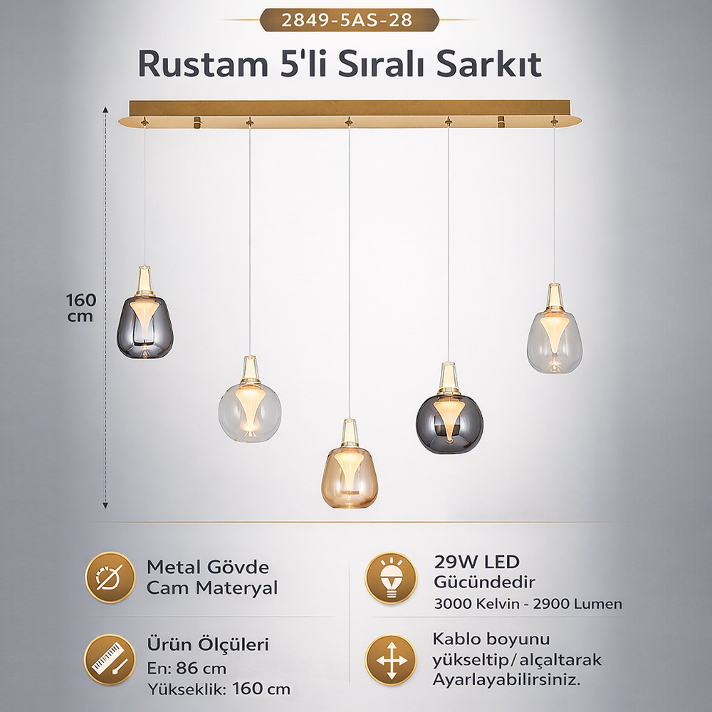 Cam LED Avize 86x160 cm — görsel 8