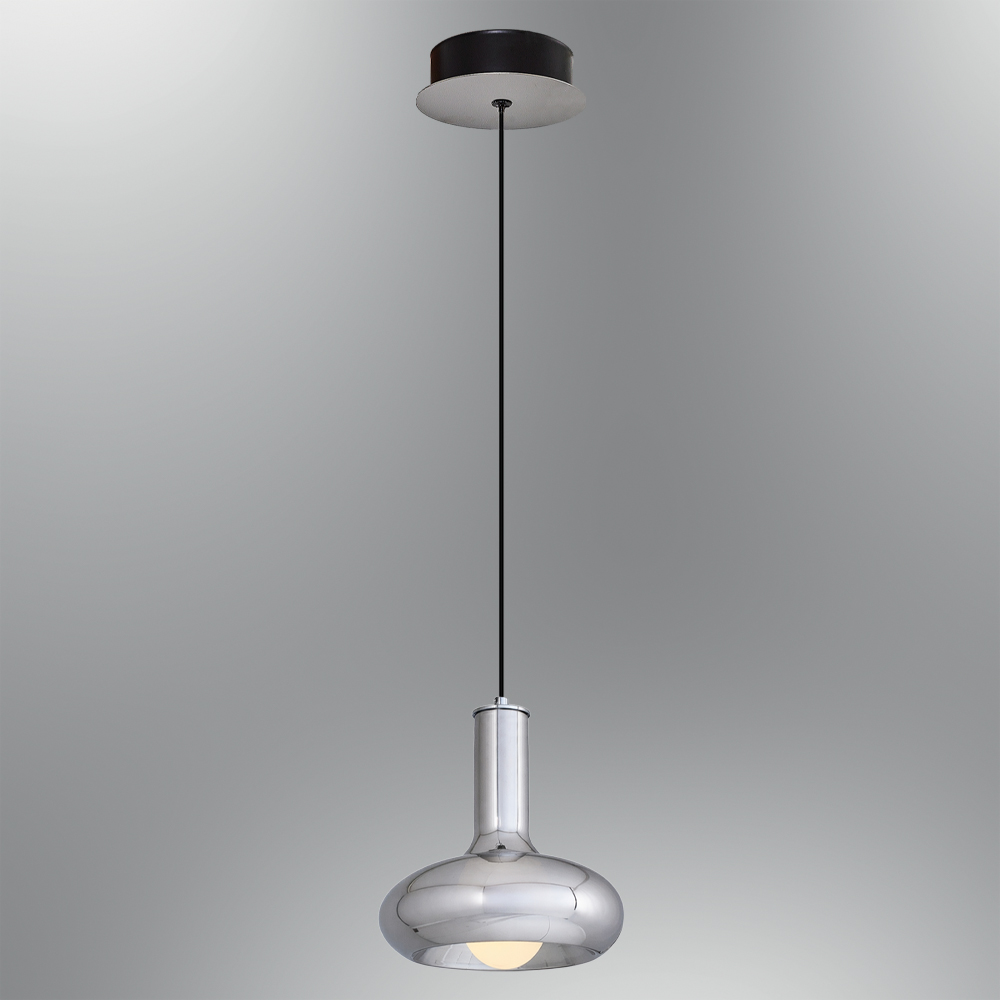 1 Kollu Krom-Sarı Cam Avize 19x120 cm — görsel 5