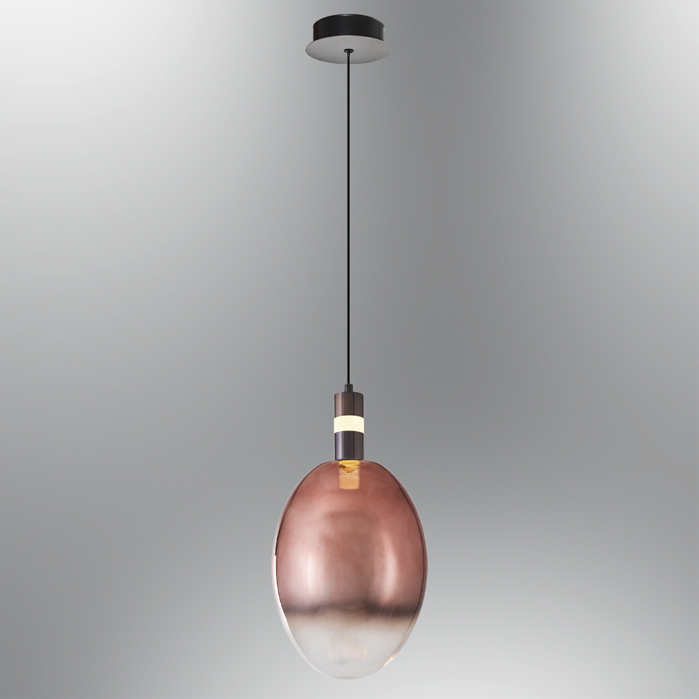 Krom-Sarı Cam LED Avize 18x120 cm (6w) — görsel 3
