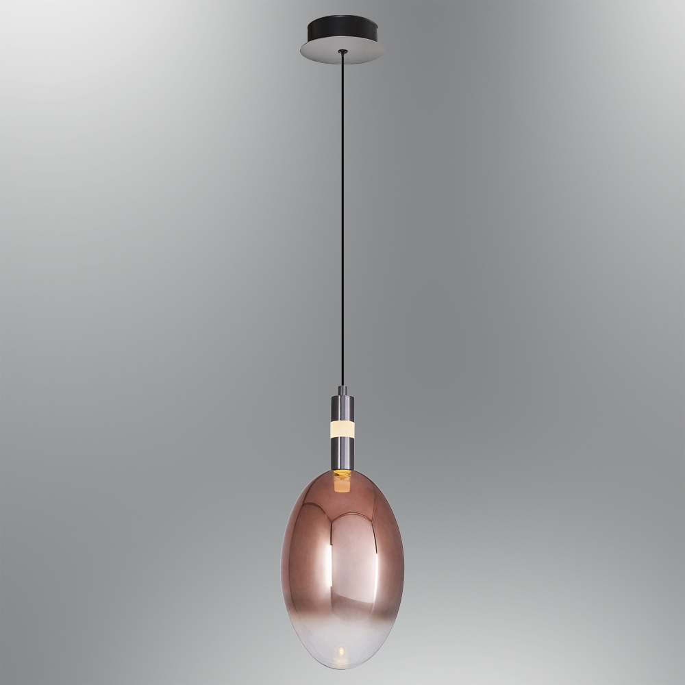 كروم-أصفر زجاج LED ثريا 14x120 cm Krom-Sarı Cam LED Avize 14x120 cm