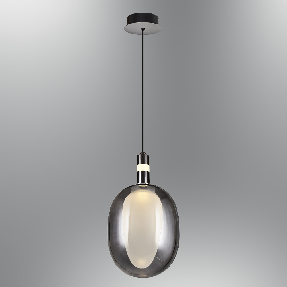 Gri-Şeffaf Cam LED Avize 22x120 cm — görsel 2