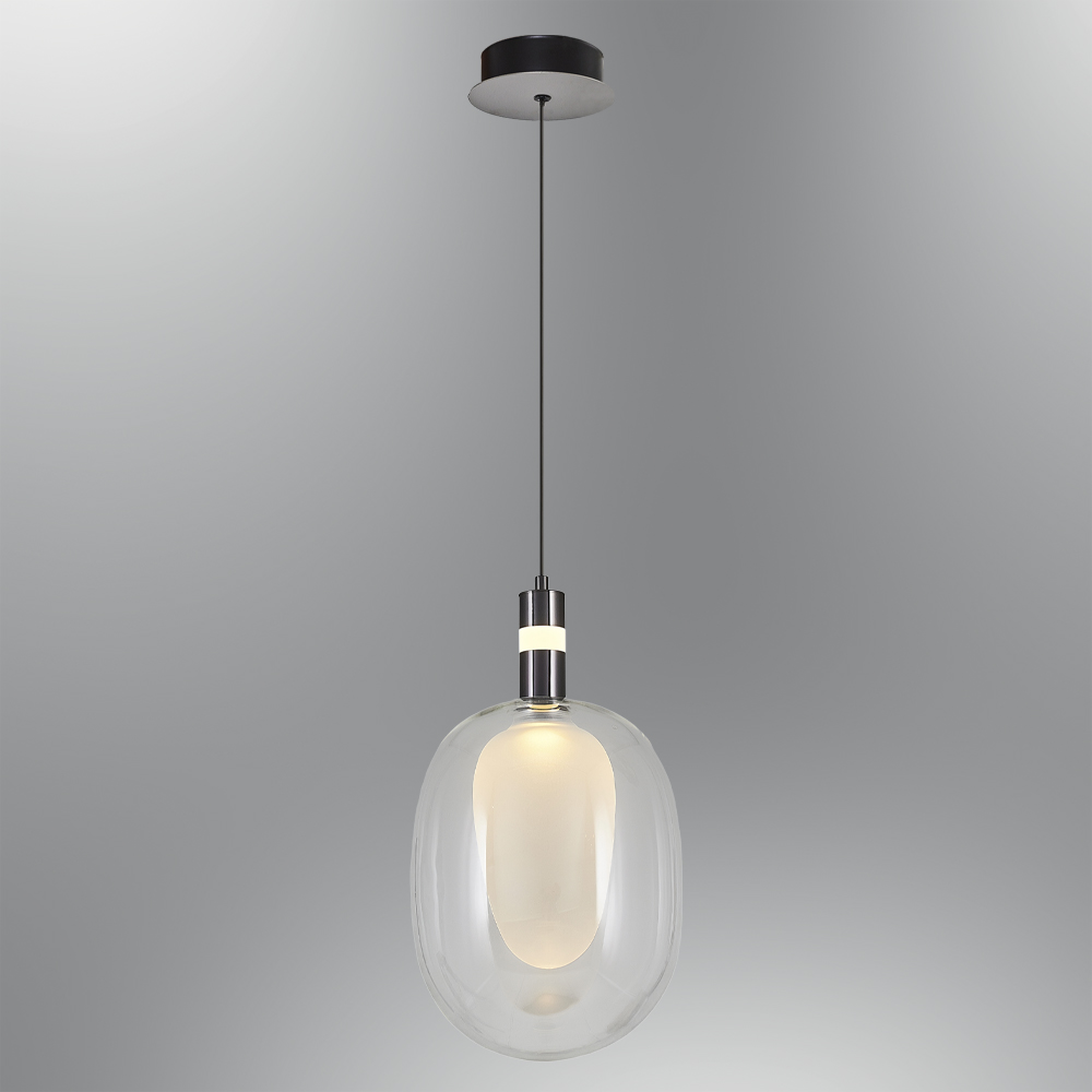 Gri-Şeffaf Cam LED Avize 22x120 cm — görsel 3