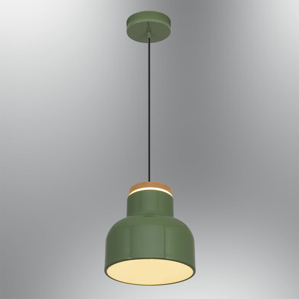 Yeşil-Turuncu Ahşap LED Avize 22x120 cm — görsel 6