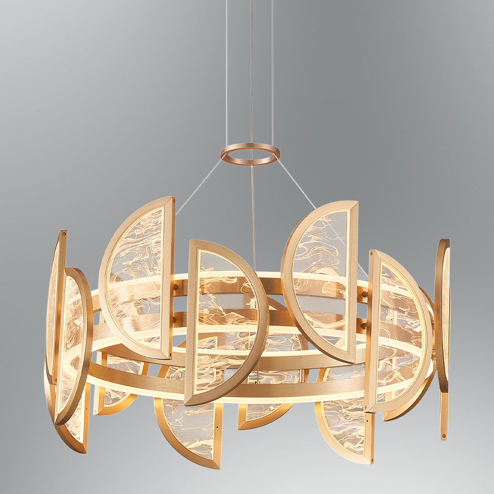 Sarı-Siyah Akrilik LED Avize 63x180 cm — görsel 5