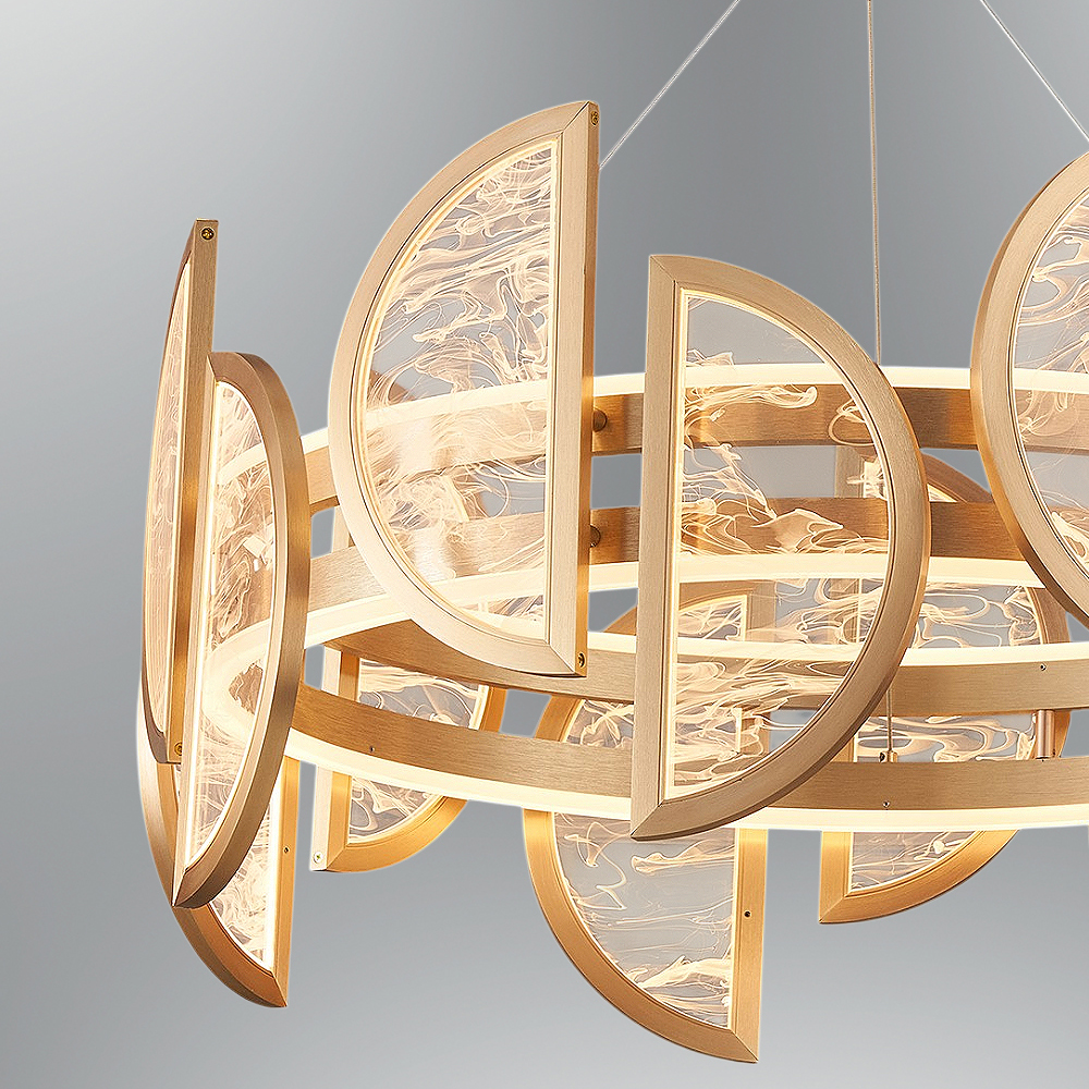 Sarı-Siyah Akrilik LED Avize 63x180 cm — görsel 6