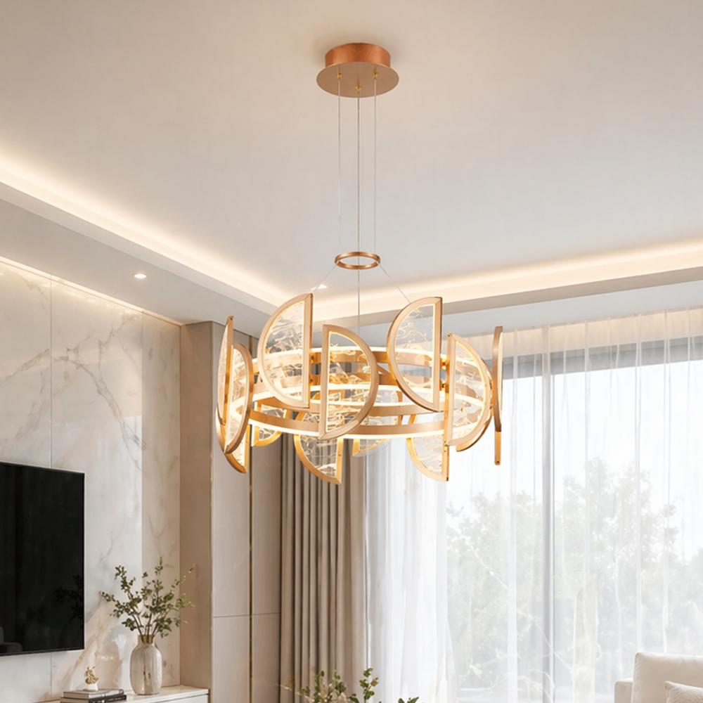 Sarı-Siyah Akrilik LED Avize 63x180 cm — görsel 7
