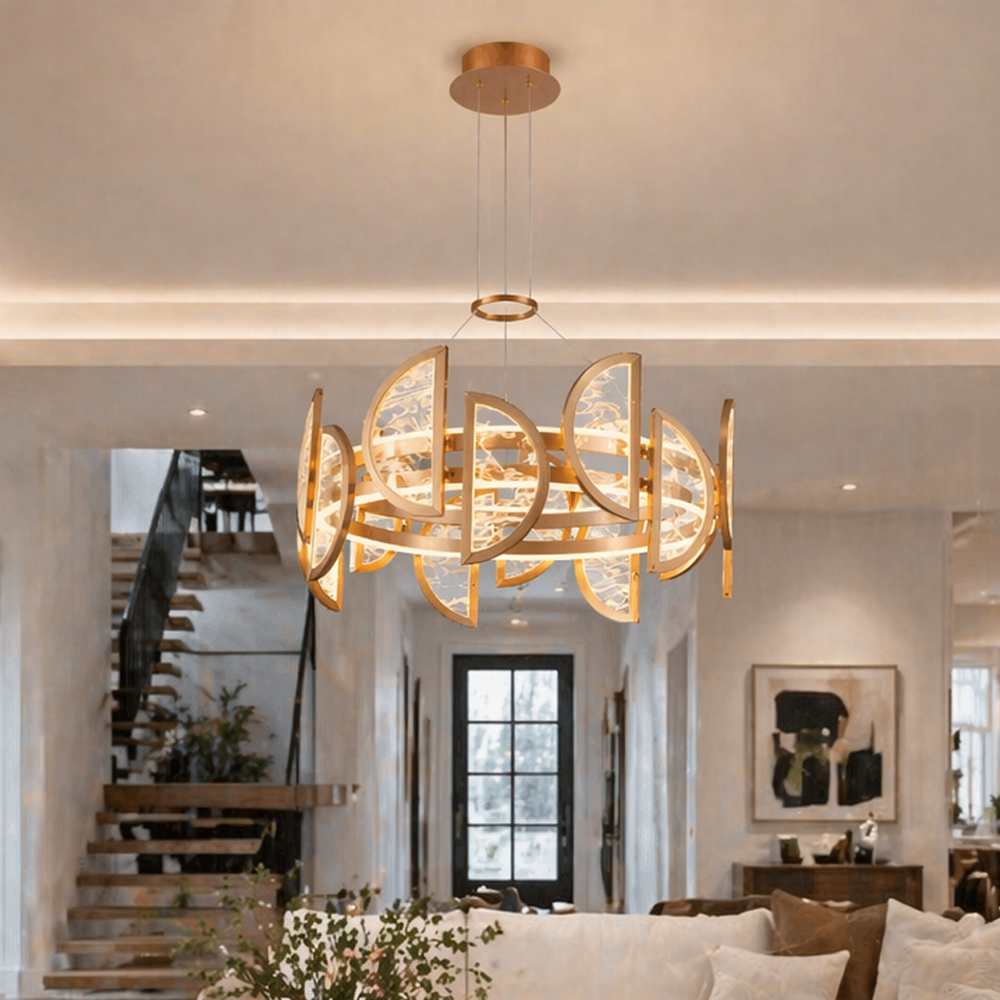 Sarı-Siyah Akrilik LED Avize 63x180 cm — görsel 8