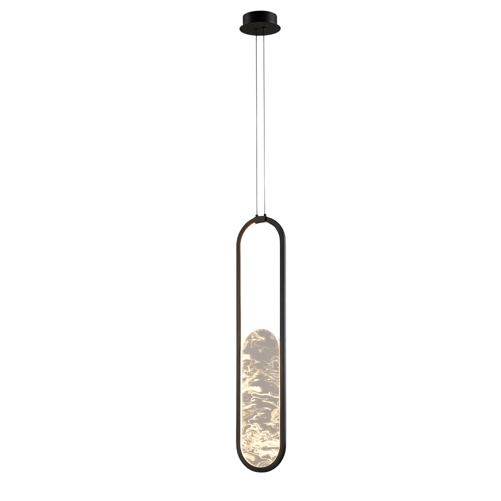Sarı-Siyah Akrilik LED Avize 21x120 cm — görsel 2