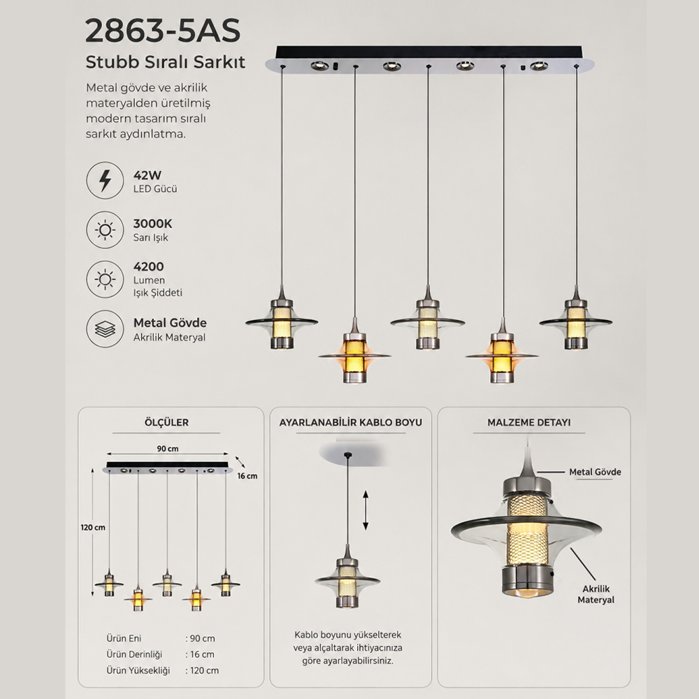 Akrilik LED Avize 90x120 cm (42w) — görsel 7