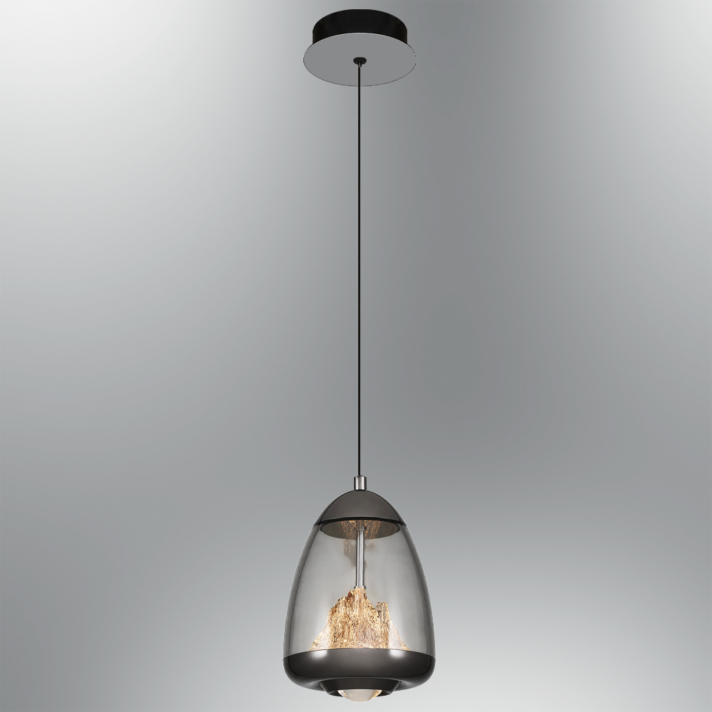 Bernstein-Grau Glas LED Kronleuchter 14x120 cm (7w) Amber-Gri Cam LED Avize 14x120 cm (7w)
