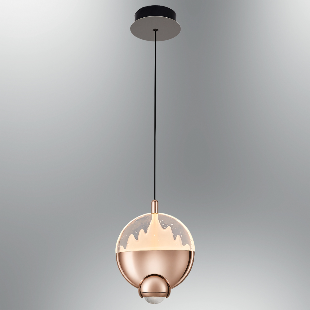 Sarı-Platin Cam LED Avize 16x120 cm — görsel 7