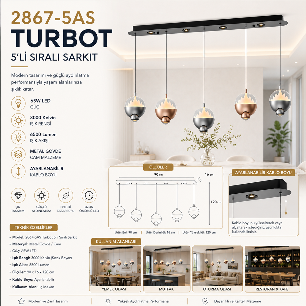 Cam LED Avize 90x120 cm (65w) — görsel 3