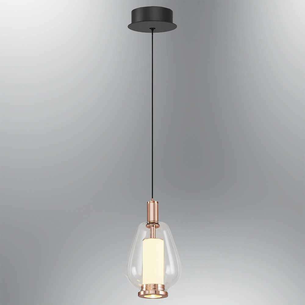 Amber-Grey Glass LED Chandelier 12x120 cm (12w) Amber-Gri Cam LED Avize 12x120 cm (12w)