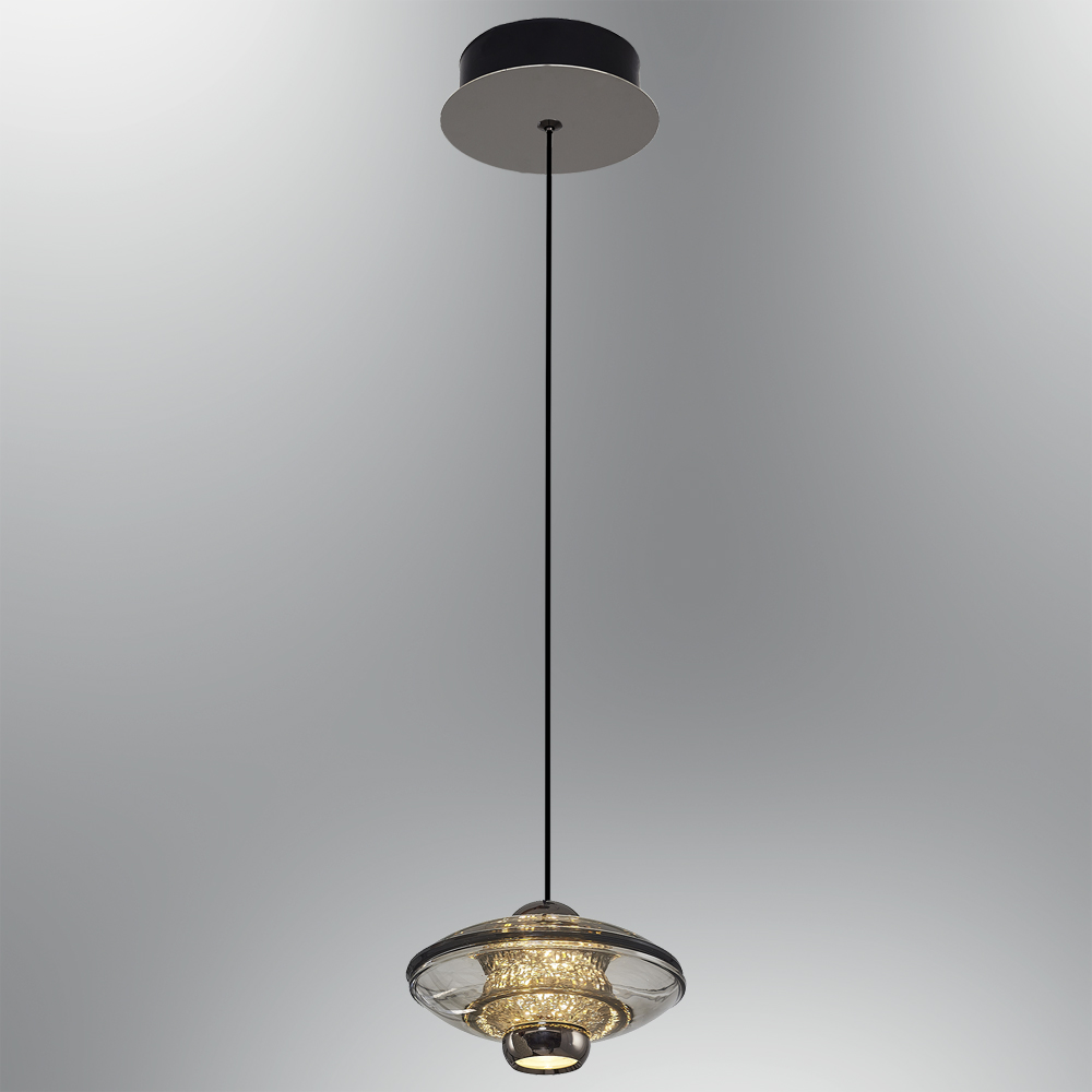 Bernstein-Grau Glas LED Kronleuchter 14x120 cm (10w) Amber-Gri Cam LED Avize 14x120 cm (10w)