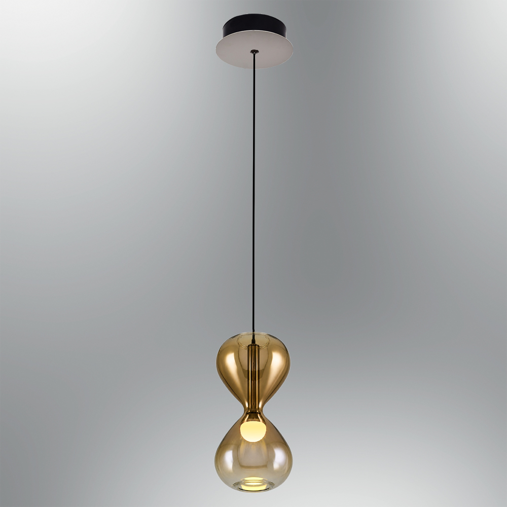 Cromo-Latón Vidrio LED Lámpara de Araña 10x120 cm Krom-Sarı Cam LED Avize 10x120 cm