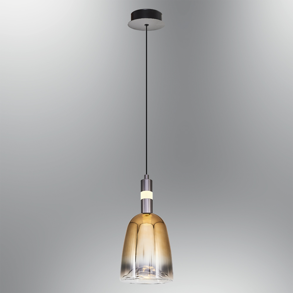 Krom-Sarı Cam LED Avize 13x120 cm — görsel 5