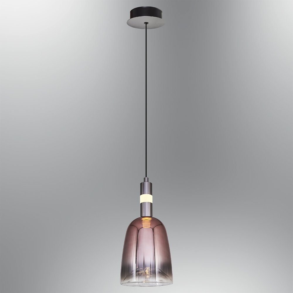 Krom-Sarı Cam LED Avize 13x120 cm — görsel 6