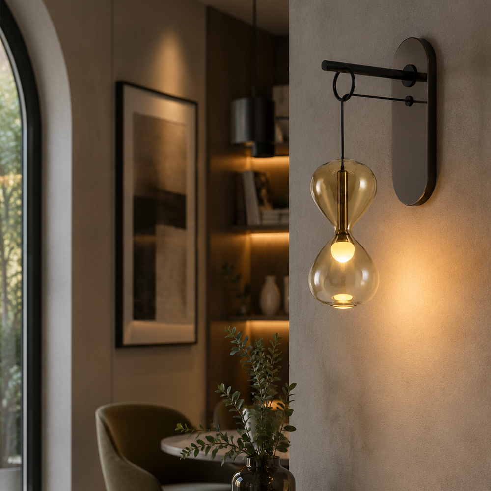 Krom-Sarı Cam LED Aplik 25x35 cm — görsel 8