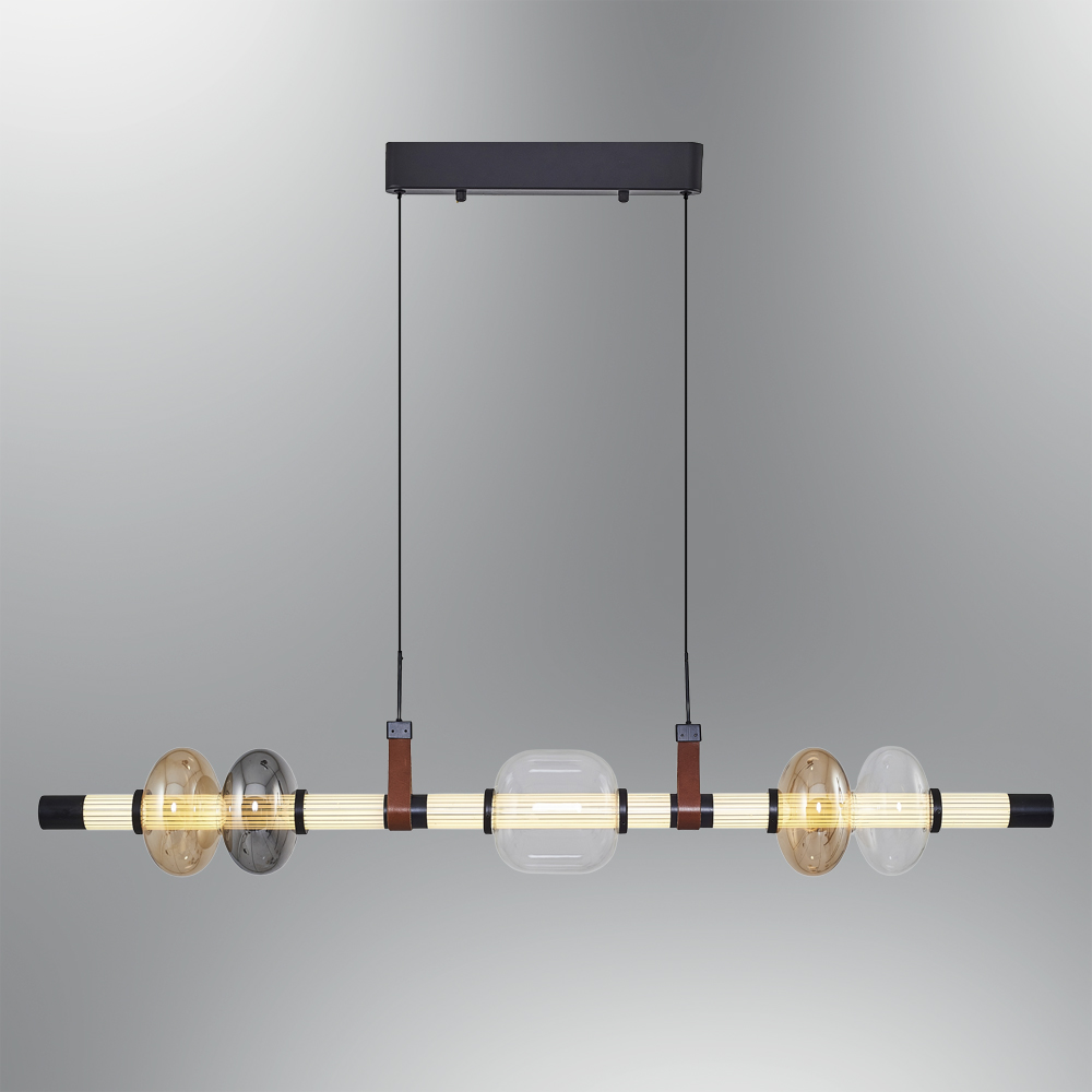 Jaune-Noir Verre LED Lustre 115x120 cm Sarı-Siyah Cam LED Avize 115x120 cm