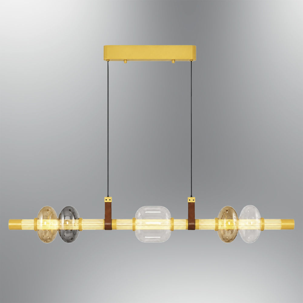 Sarı-Siyah Cam LED Avize 115x120 cm — görsel 7