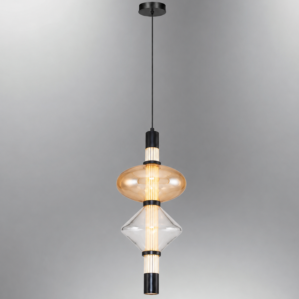 Sarı-Siyah Cam LED Avize 4x120 cm (11w) — görsel 2