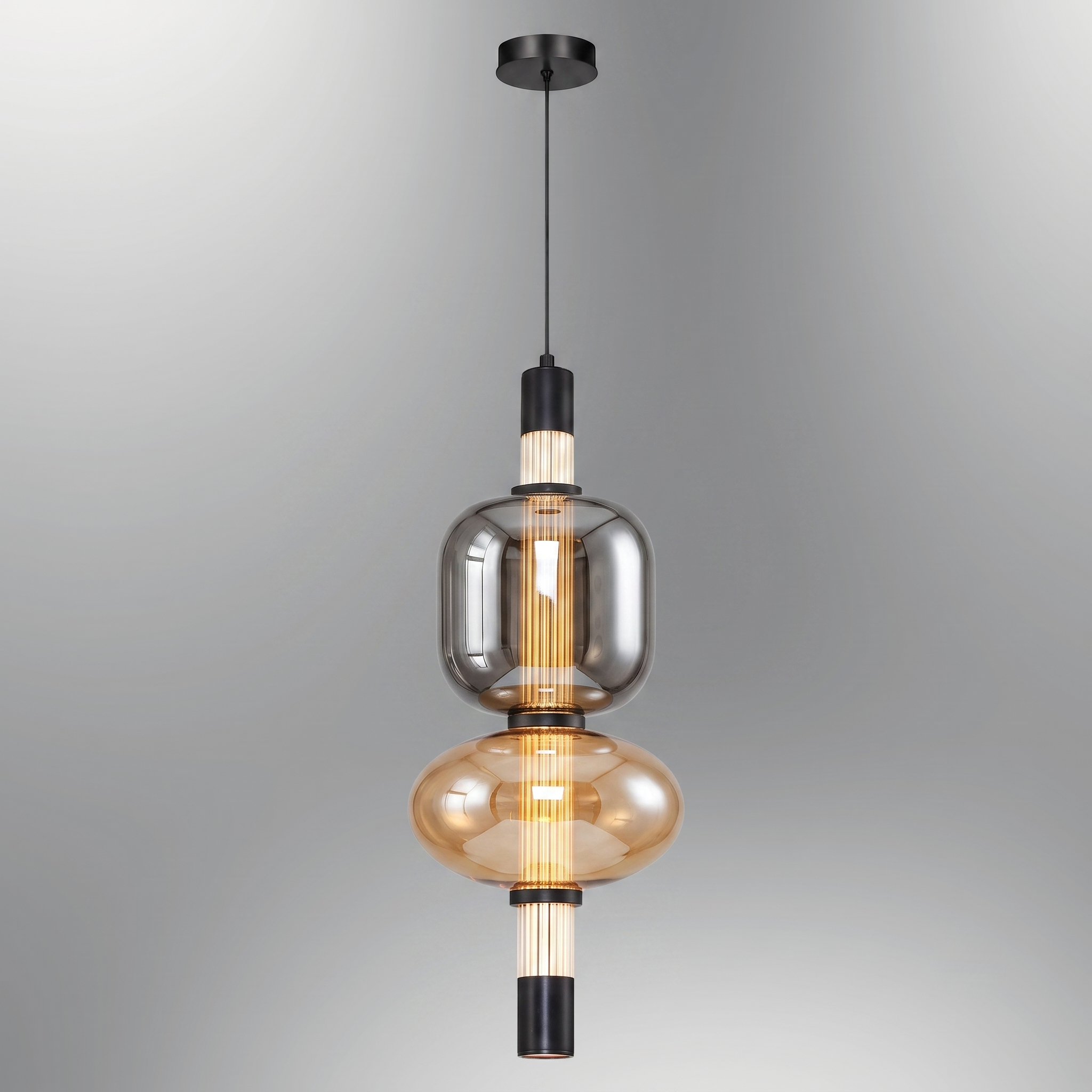 Sarı-Siyah Cam LED Avize 4x120 cm (11w) — görsel 6