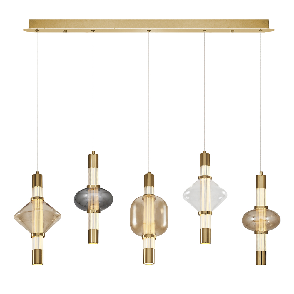 Sarı-Siyah Cam LED Avize 95x120 cm — görsel 4
