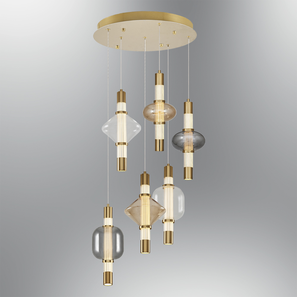 Sarı-Siyah Cam LED Avize 50x120 cm — görsel 8