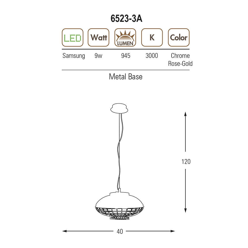 Krom Metal LED Avize 40x120 cm Krom Metal LED Avize 40x120 cm