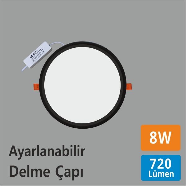 Ayarlı LED Panel Spot — Yönlendirilebilir Gömme Spot, 8W–24W — 8W · Siyah Ayarlı LED Panel Spot — Yönlendirilebilir Gömme Spot, 8W–24W — 8W · Siyah