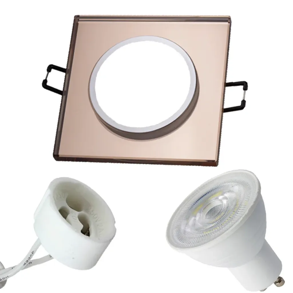 Foco Dorado Cuadrado Decorativo Vidrio Gold Kare Dekoratif Cam Spot
