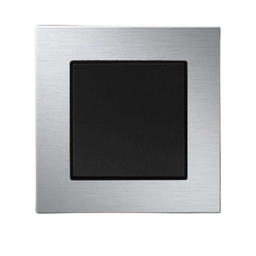 Single Frame Aluminium Silver/Black Socket Tekli Çerçeve Aliminyum Gümüş/Siyah Priz