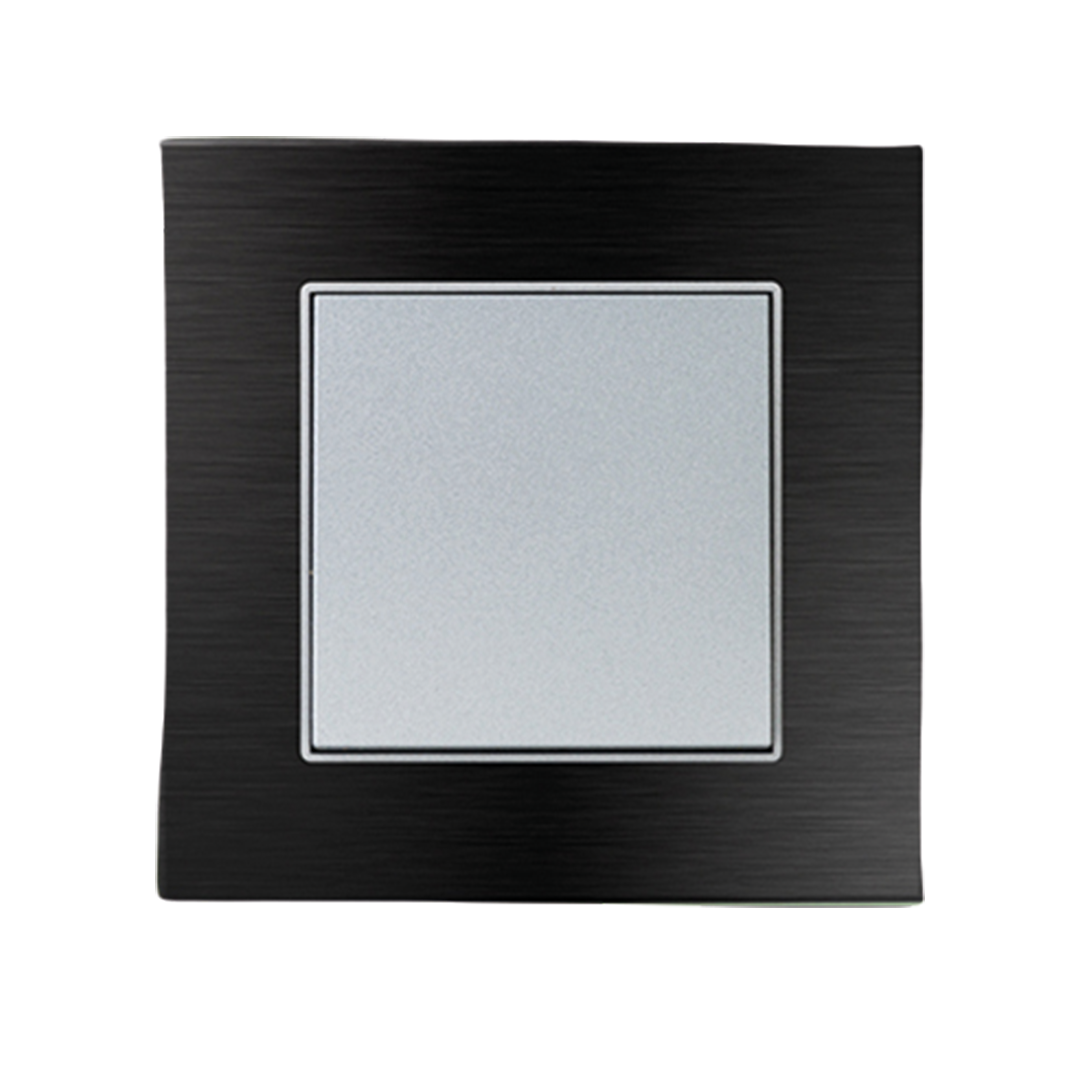 Single Frame Aluminium Black/Silver Socket Tekli Çerçeve Aliminyum Siyah/Gümüş Priz