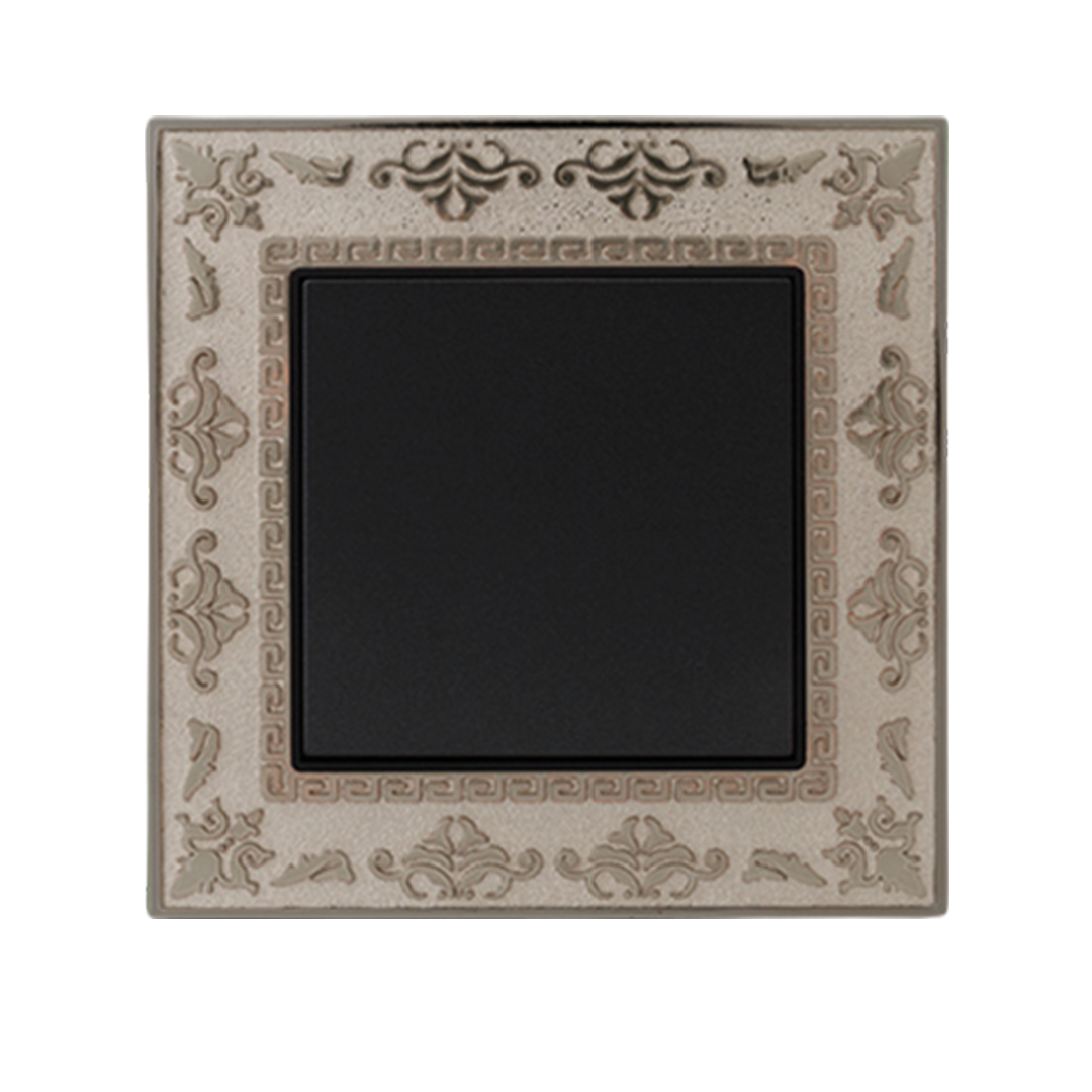 Single Frame Orient Stainless Steel/Black Socket Tekli Çerçeve Orient İnox/Siyah Priz
