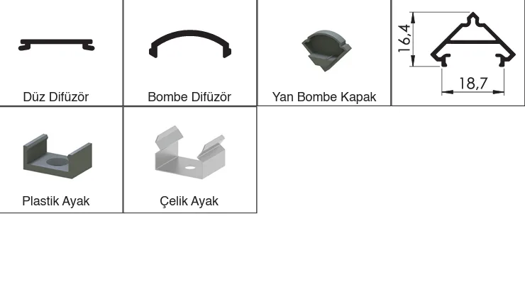 K-01 Köşe LED Alüminyum Profil K-01 Köşe LED Alüminyum Profil