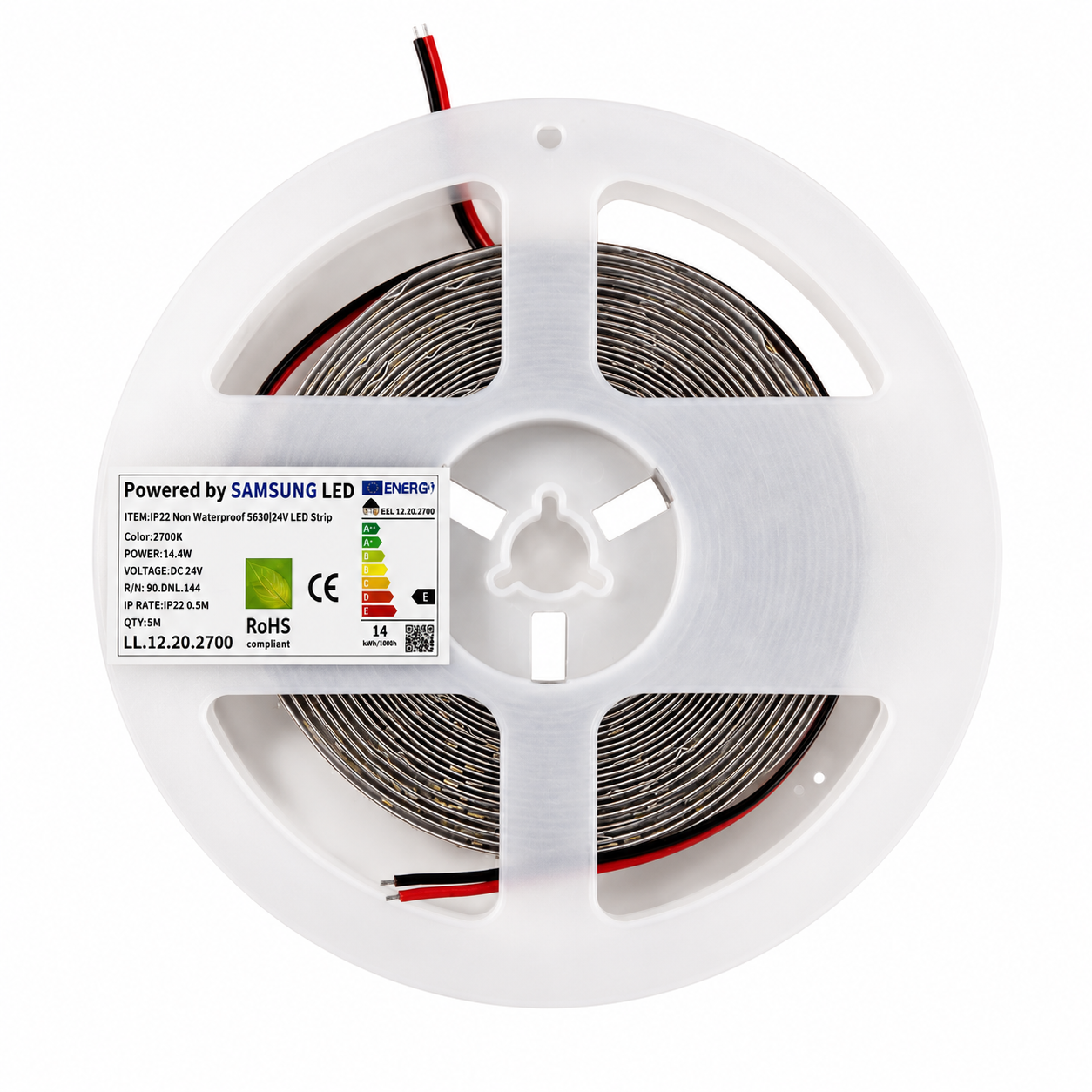 SAMSUNG ŞERİT LED SAMSUNG 60 LEDLİ 2835 SMD 2700K ŞERİT LED 12V 14.4W IP20 — görsel 3