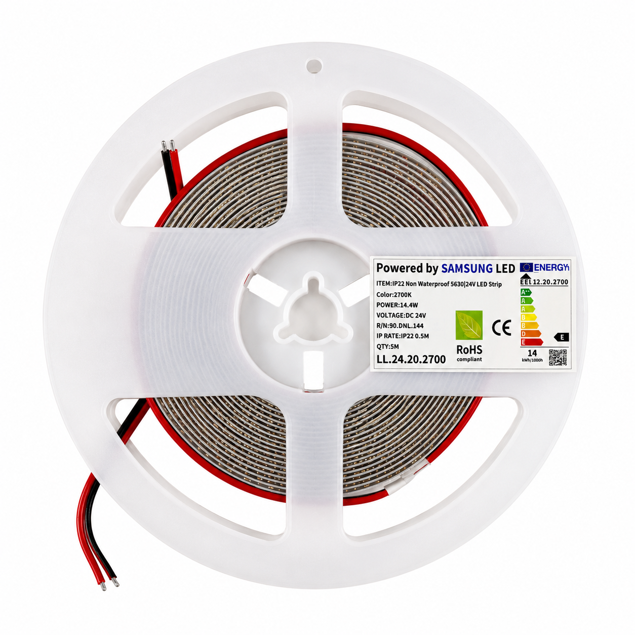 SAMSUNG ŞERİT LED SAMSUNG 60 LEDLİ 2835 SMD 2700K ŞERİT LED 24V 14.4W IP20 — görsel 3