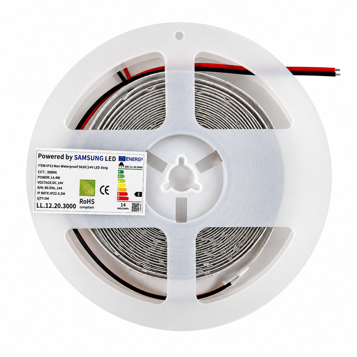 SAMSUNG ŞERİT LED SAMSUNG 60 LEDLİ 2835 SMD 3000K ŞERİT LED 12V 14.4W IP20 — görsel 3