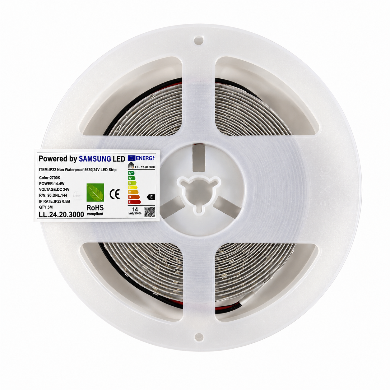 SAMSUNG ŞERİT LED SAMSUNG 60 LEDLİ 2835 SMD 3000K ŞERİT LED 24V 14.4W IP20 — görsel 3