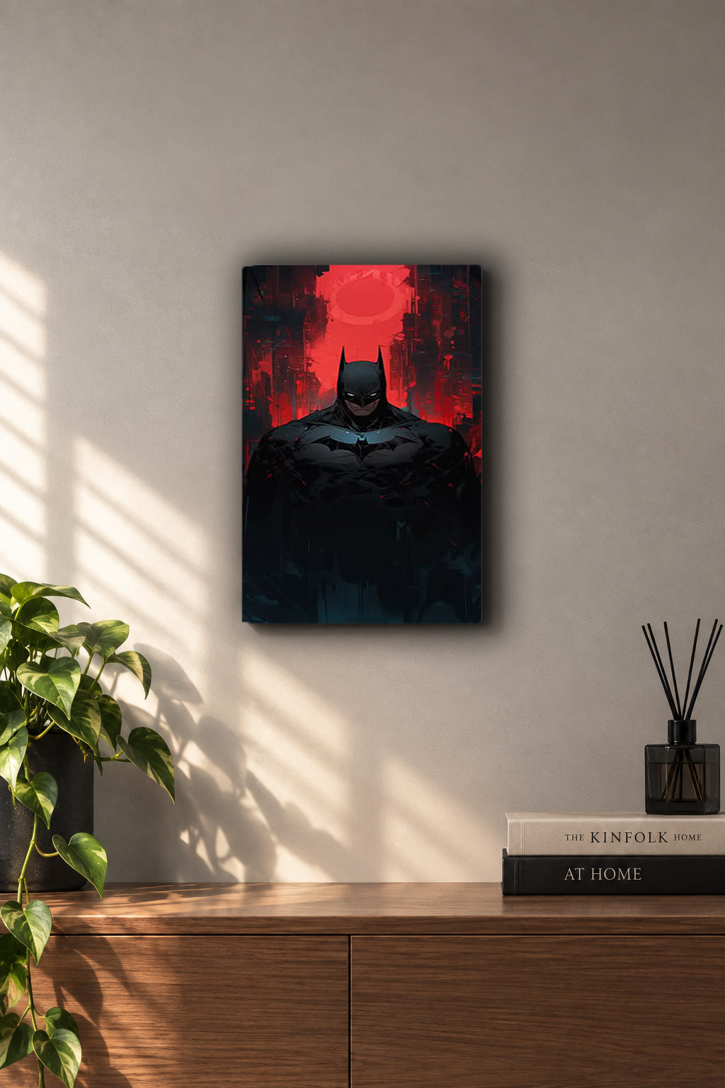 Batman Red Gotham Metall Wand Bild