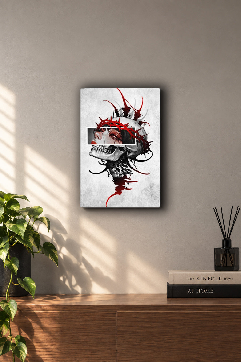 Crying Anime Skull Crown of Thorns Metal Duvar Tablosu Crying Anime Skull Crown of Thorns Metal Duvar Tablosu