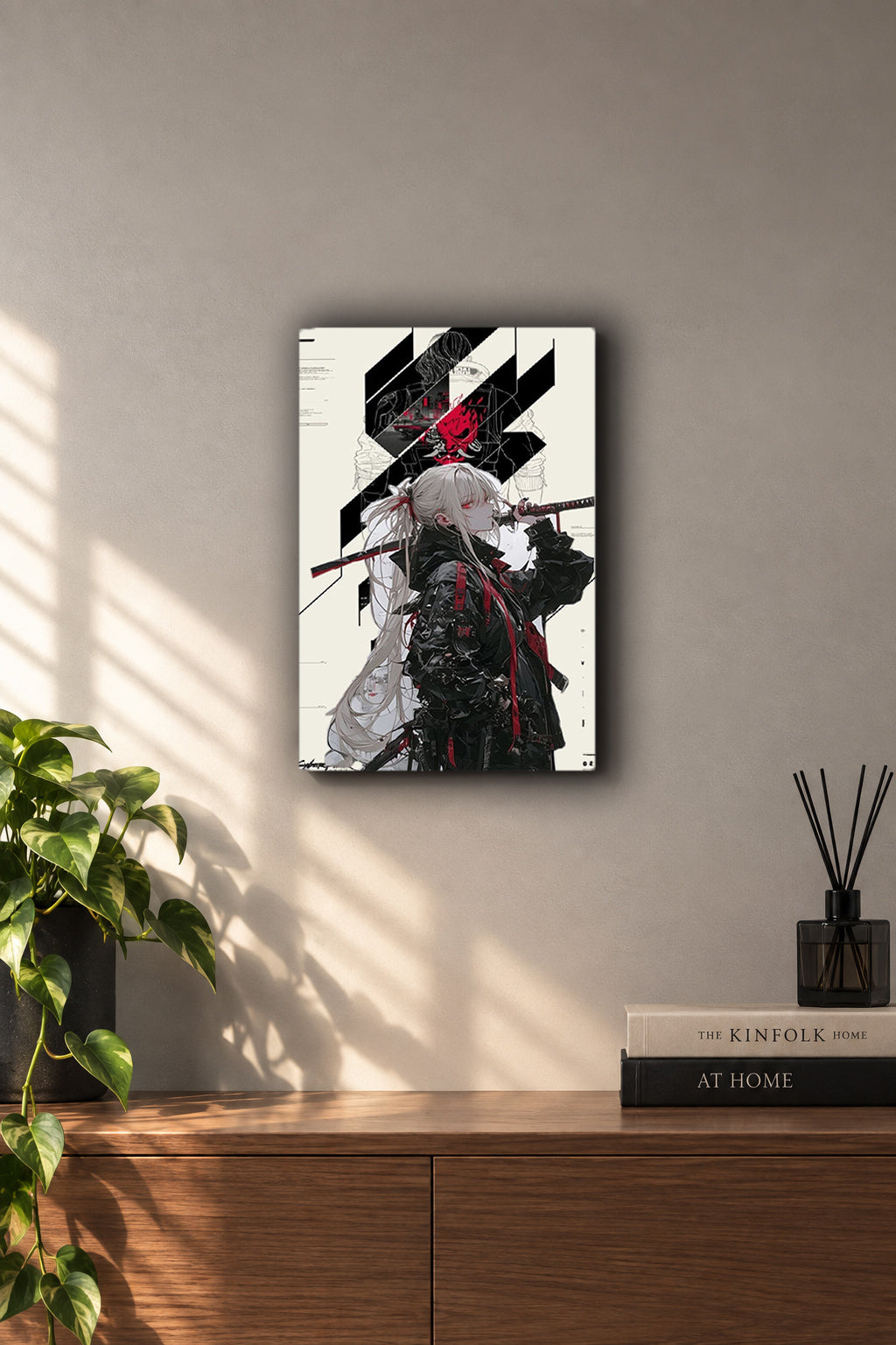 Cyberpunk Anime Katana Techwear Metal Duvar Tablosu Cyberpunk Anime Katana Techwear Metal Duvar Tablosu
