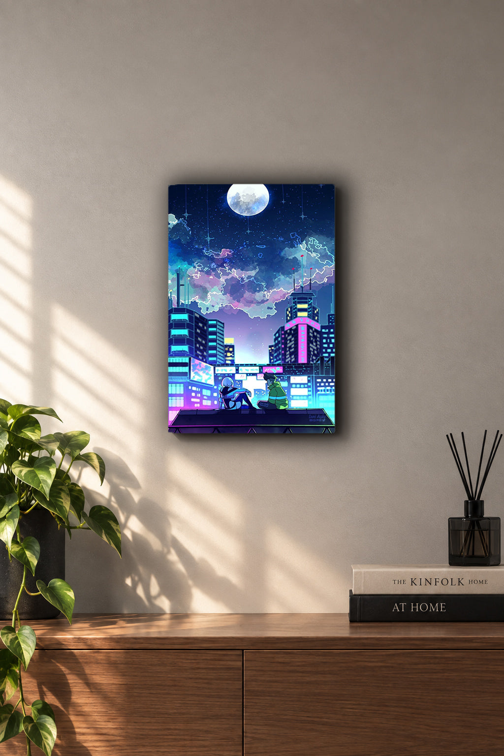 Cyberpunk Edgerunners Moonlit Night City Metal Duvar Tablosu Cyberpunk Edgerunners Moonlit Night City Metal Duvar Tablosu